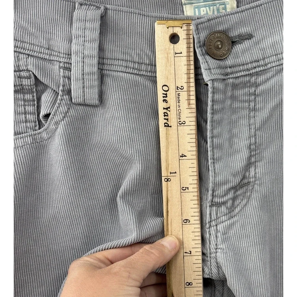 Levis 504 Slouch Straight Corduroy Pants Grey Womens Sz 35x31 Mid Rise Trousers‎